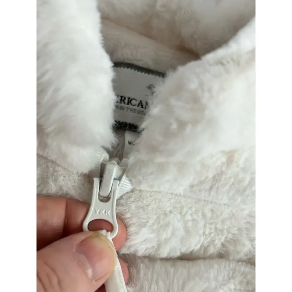 American Widgeon Girls Size 3 Ivory Faux Fur Hooded Zip Vest